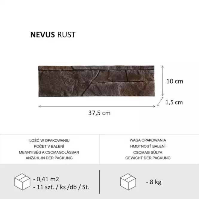 Betónový obkladový kameň Nevus Rust,5