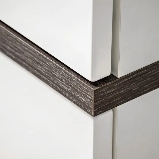 Vysoká vitrína Cross biela/perla Elm,6