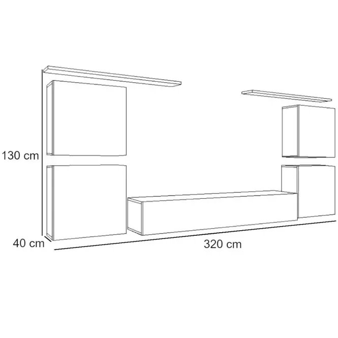 Obývacia stena Switch Sklo +LED XIV Wotan