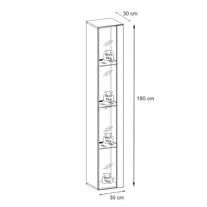 Závesná skrinka Switch Sklo WW1 čierna +LED,2