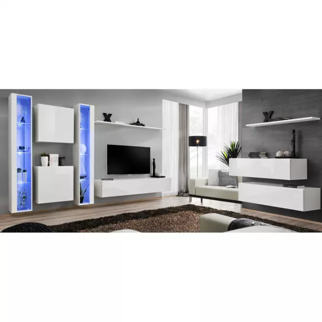 Obývacia stena Switch XVI Sklo +LED Biely,3