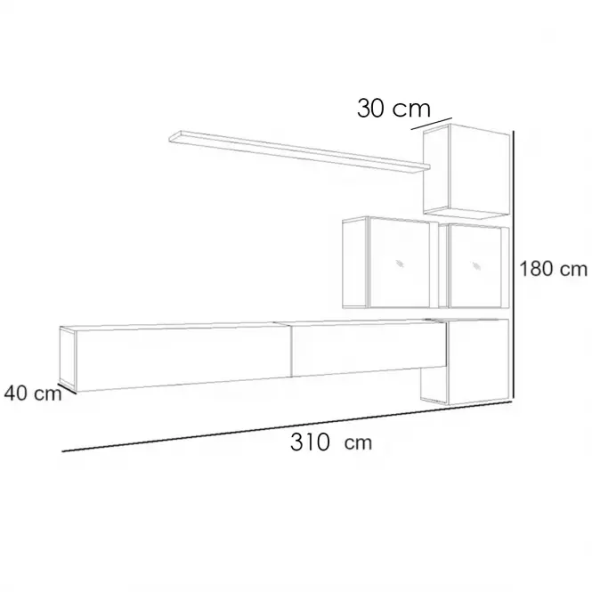 Obývacia stena Switch XIX Sklo +LED  Wotan/čierna