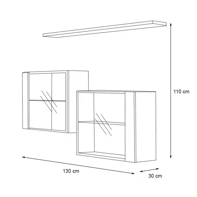 Komoda+Polička Switch Sb III Led Biely/Wotan
