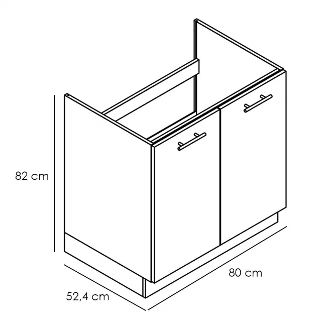 Kuchynská skrinka Adele D80zl Šedá Mat/Biely