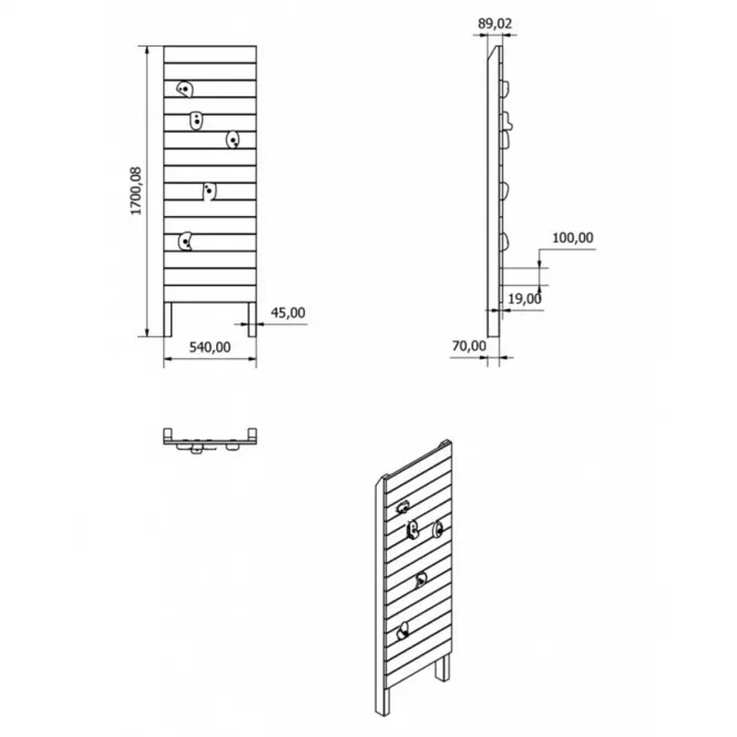 Lezecká stena 170x54x89 cm,4