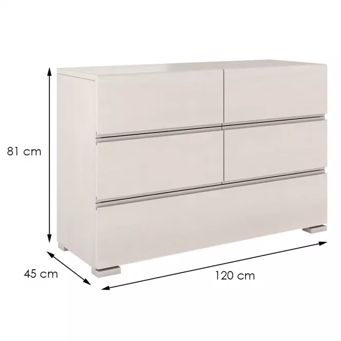 Komoda drevená borovica 5s Skandica Vestre Biely,2