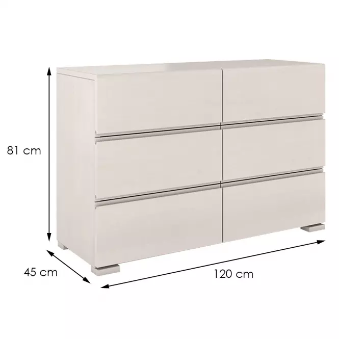 Komoda drevená borovica 6s Skandica Vestre Biely,2