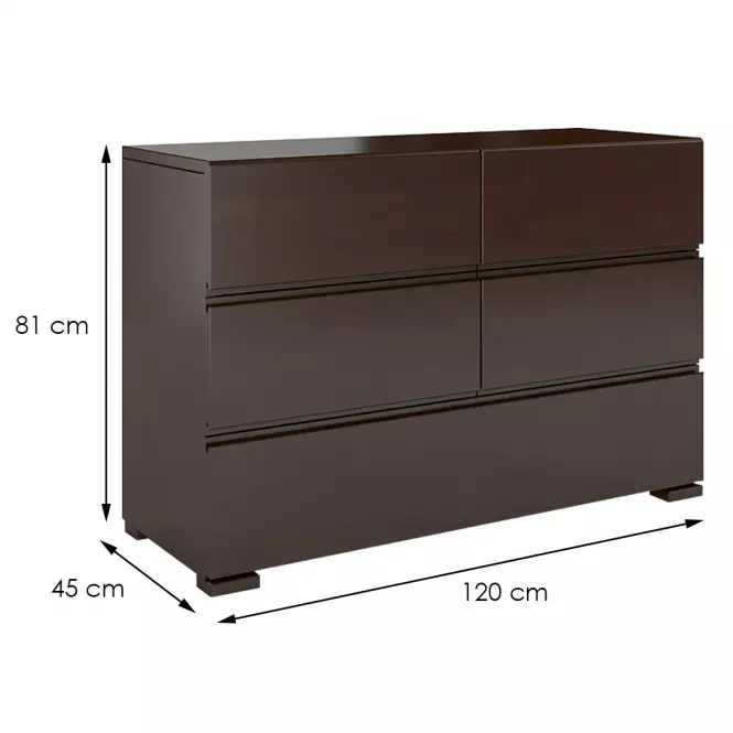 Komoda drevená  buk 5s Skandica Vestre Palisander,2