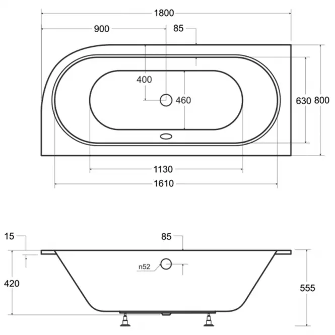 Vaňa Avita Slim+180/80l+nohy,2
