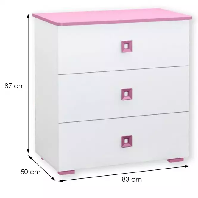 Komoda Bb05  bielo+ružová,2