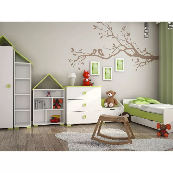 Komoda Bb05  biela+zelená