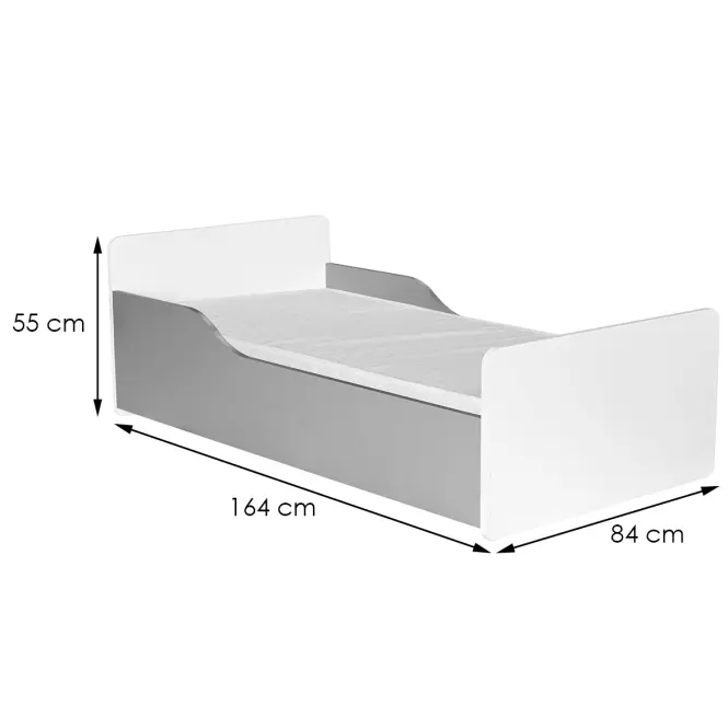 Posteľ Bb08  s matracom biela+sivá,2