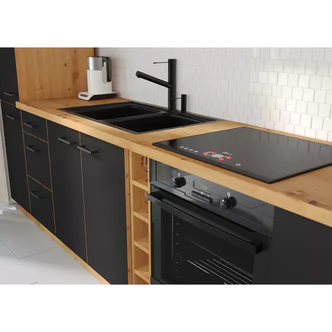 Kuchynská skrinka Modena 40D1F BB čierna/dub artisan