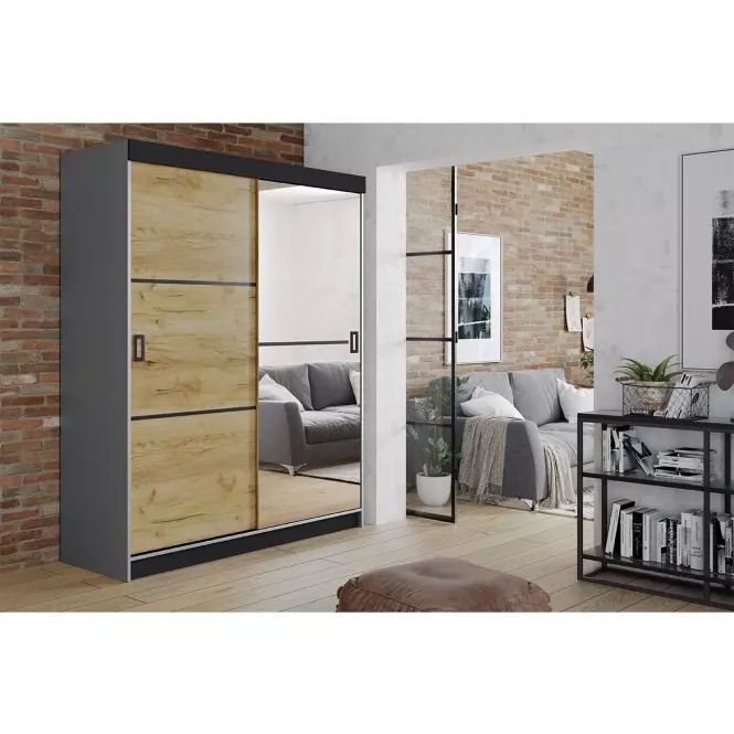 Skriňa Retro 138 2L grafit/ Dvierka craft