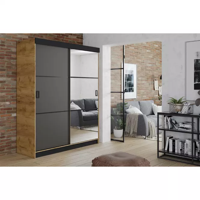 Skriňa Retro 138 3L craft / Dvierka grafit