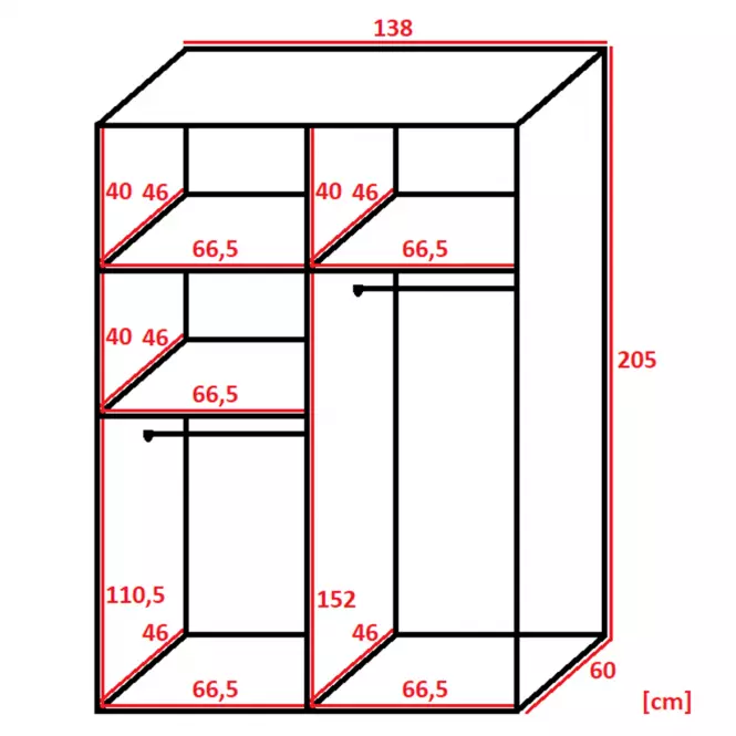 Skriňa Retro 138 6L grafit/ Dvierka čierna