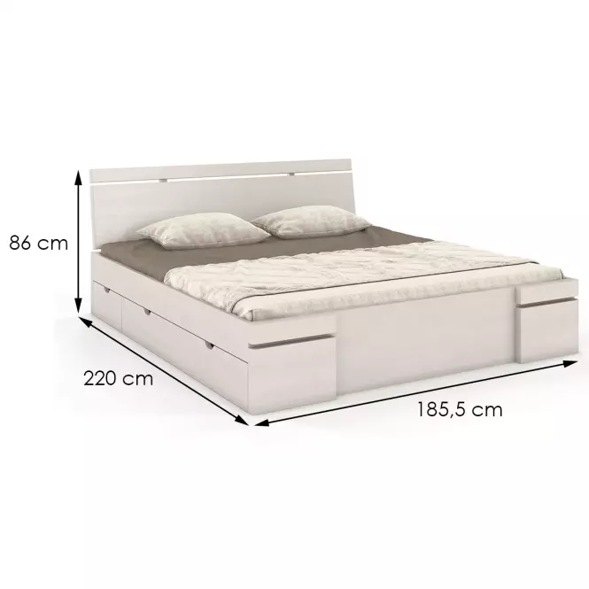 Posteľ borovicová Skandica Sparta maxi+zásuvka 180X200 biela