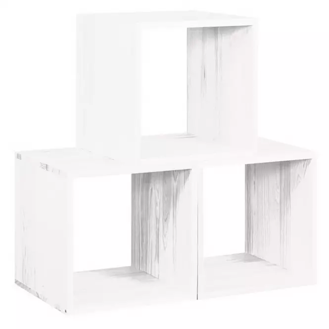 Regál box - otvorený borovica morená biela,4