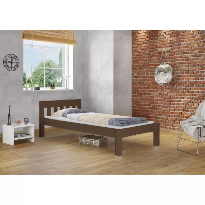 Posteľ Pino 100x200 borovica morená hnedá,5