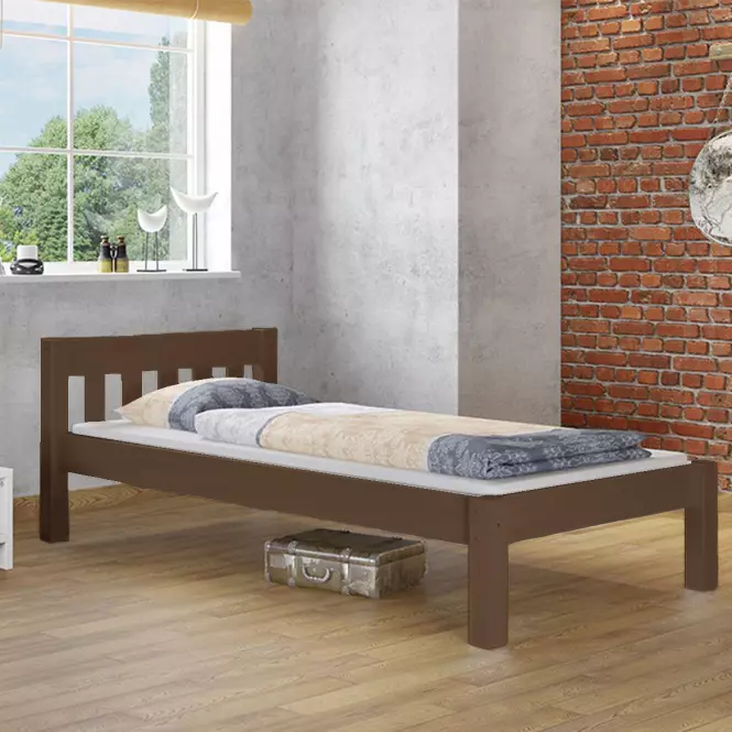 Posteľ Pino 100x200 borovica morená hnedá,6