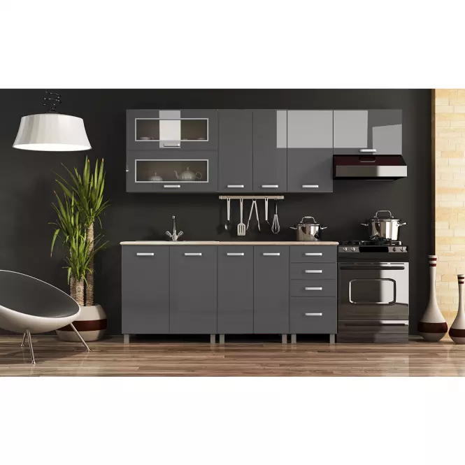 Kuchynská skrinka Lucjan 60KPM 1F2S 2100 LUX šedá