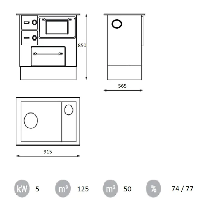 Kuchynské kachle Regular 46 ECO biela 8 kW pravé
