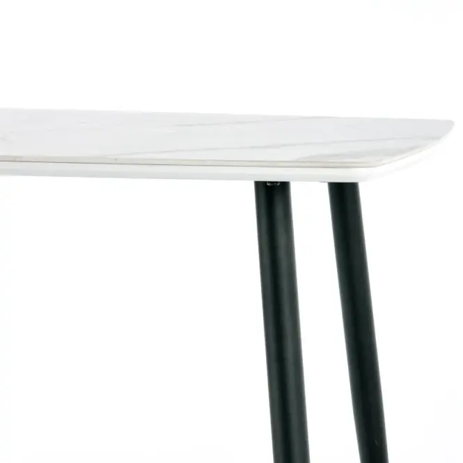Stôl Marco 120x70 Sklo/Mdf/Oceľ – Biely/Čierna