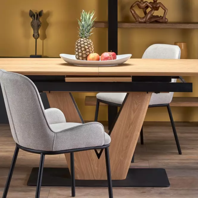 Rozkladací stôl Umberto 160/200x90cm Mdf/Oceľ – Dub Naturalny/Čierna,13