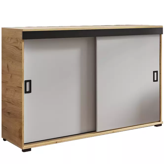 Komoda Retro 140 Craft/Biely + Čierna Rukoväte
