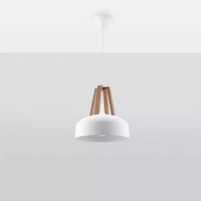 Luster Casco A-0388 biely/prírodné drevo