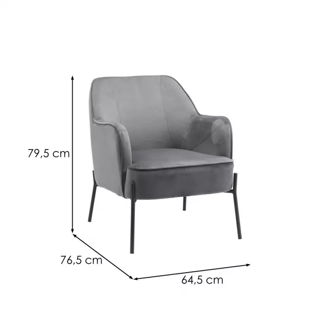 Kreslo Bob Dark Grey Velvet 13