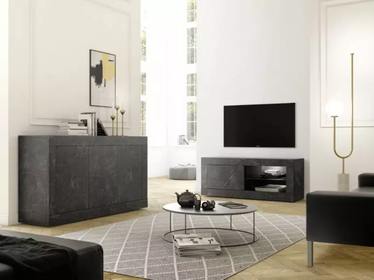 Komoda Basic mramor sivá/antracit,4