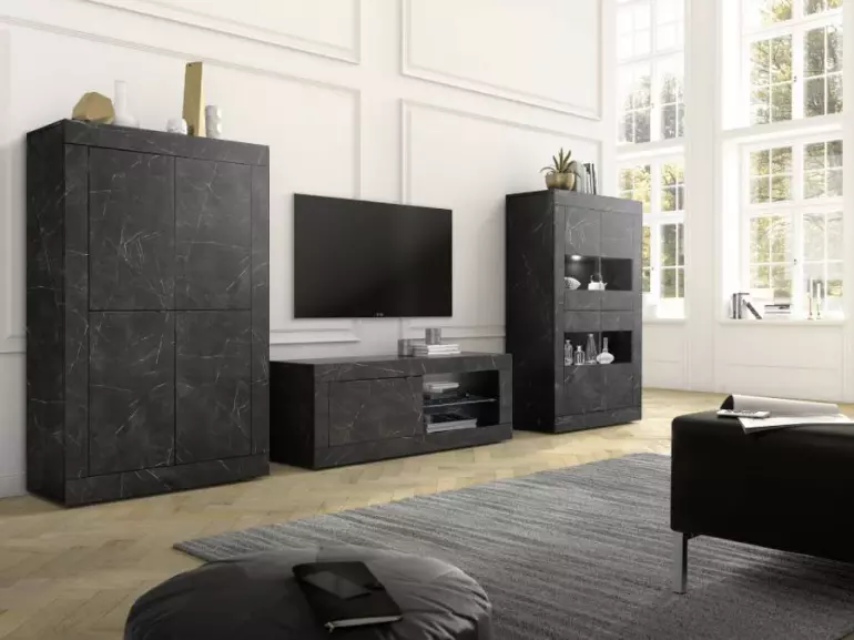 Komoda Basic mramor sivá/antracit,5