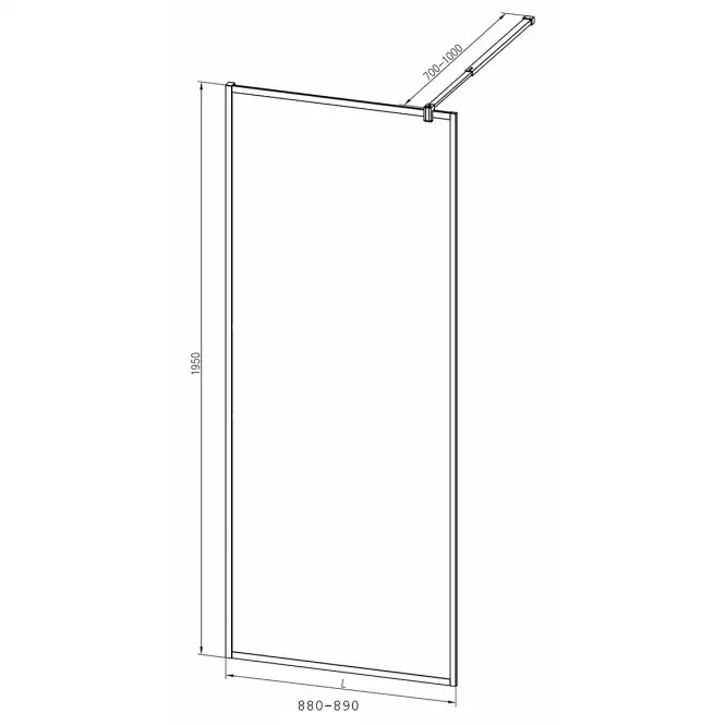 Sprchová stena Walk-in Blur 90x195 black,3