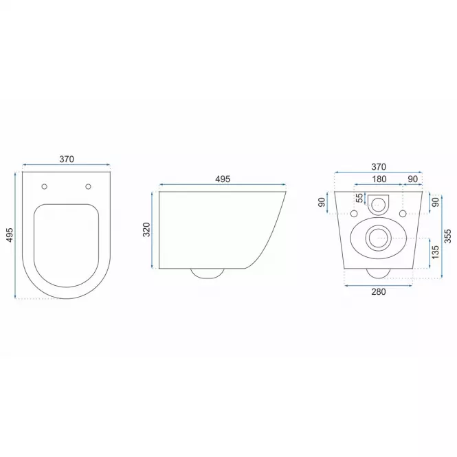 Závesná misa Carlo Mini Rimless žula lava mat