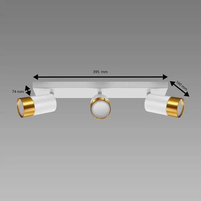 Stropné bodové svietidlo PUZON SPT GU10 3L WHITE/GOLD 04126 LS3