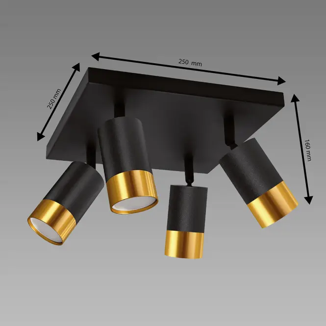 Stropné svietidlo PUZON SPT GU10 4D black/gold 04129 LS4