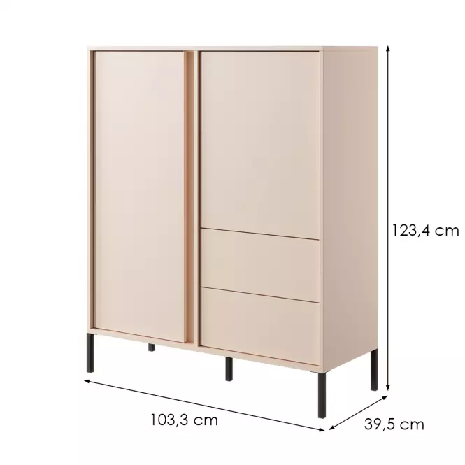 Komoda DAST vysoký 2D2S béžová