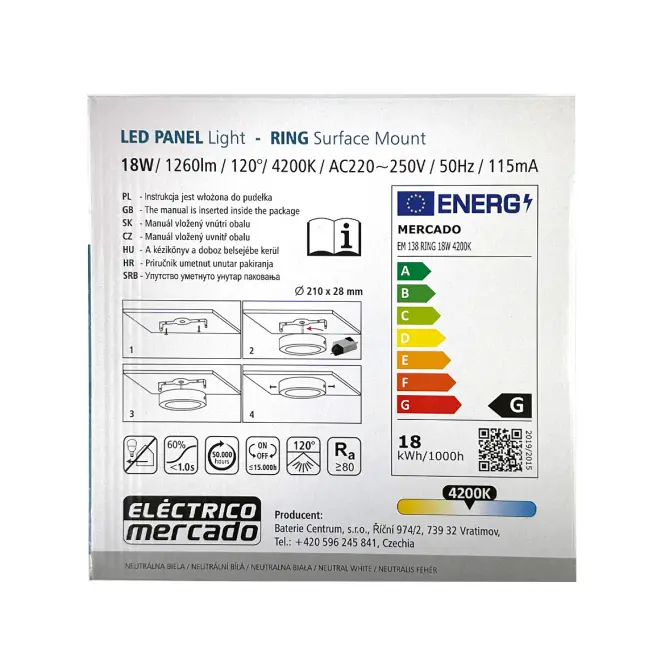 LED okrúhly panel 18W 4200K svetlosivý