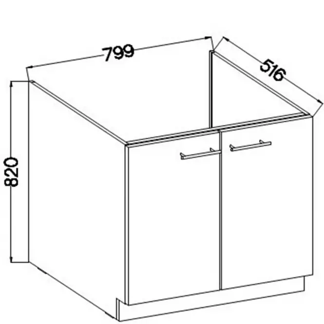 Kuchynská skrinka Lara 80zl 2f Bb Mdf biely lesk