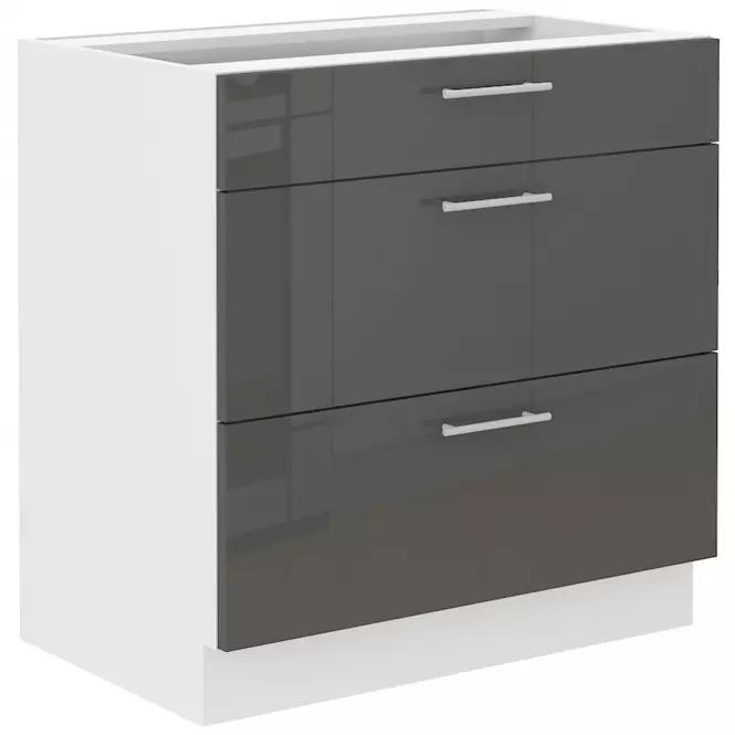 Kuchynská skrinka Lara 80d 3s Bb Mdf Šedá lesk