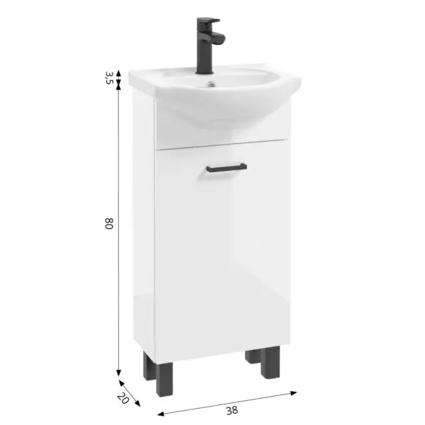 Kúpeľňová skrinka s umývadlom Novelty 40 cm biela