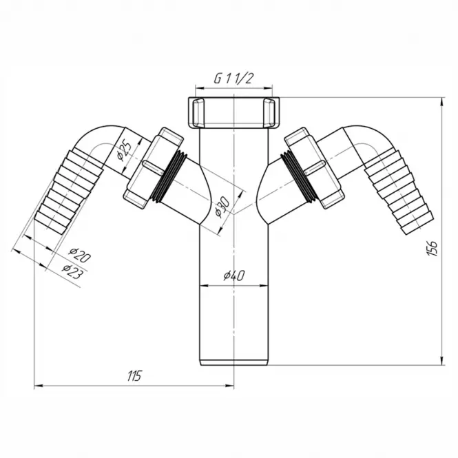 Sifón medzikus GW 1 1/2˝ x fi 40 mm,2