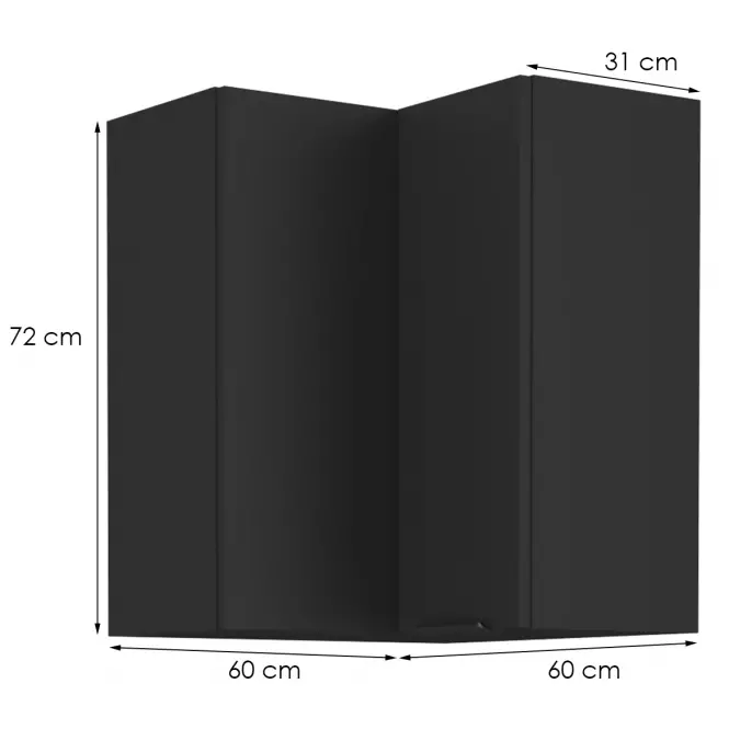 Kuchynská skrinka Siena čierna mat 60x60 Gn-72 1f (90°)