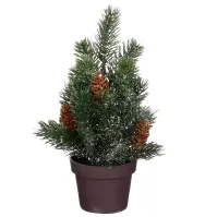 Vianočný stromček so šiškami zelený omrznutý výš. 24 x hl. 12 cm
