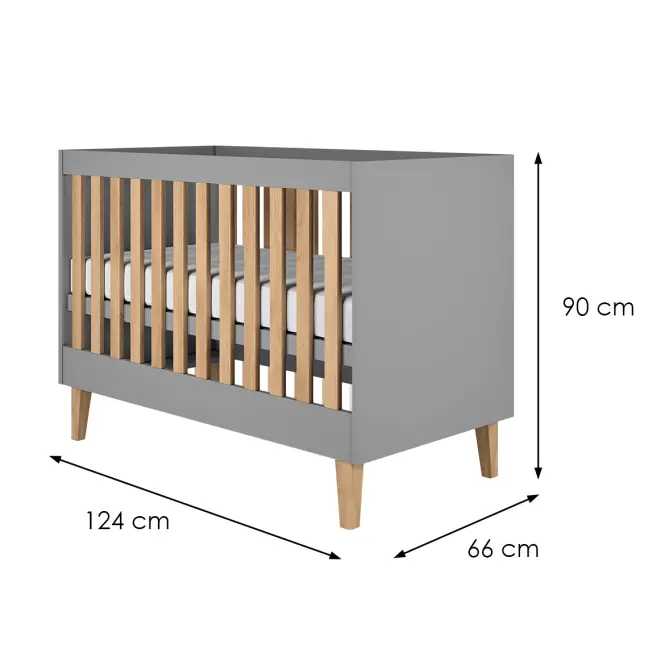 Detská postieľka Kubi sivá 60x120