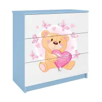 Detská komoda Babydreams modrá – Medveď s motýľmi
