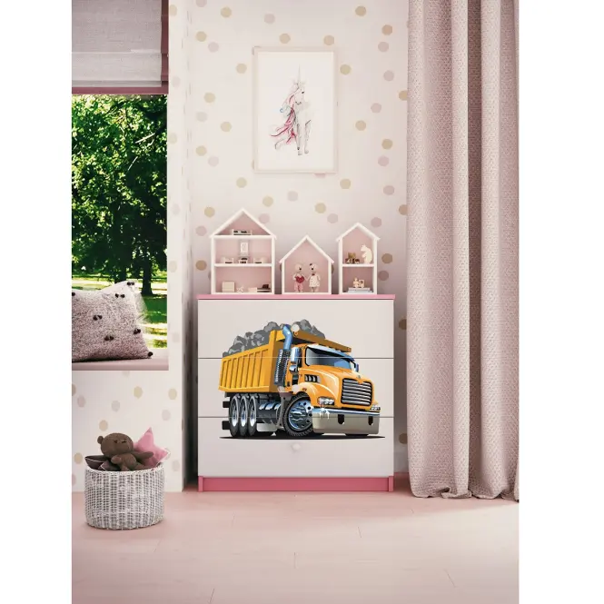 Detská komoda  Babydreams ružová – Nákladné auto,5