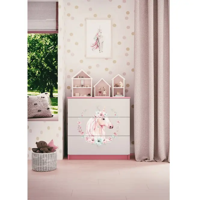Detská komoda Babydreams ružová – Kôň,5
