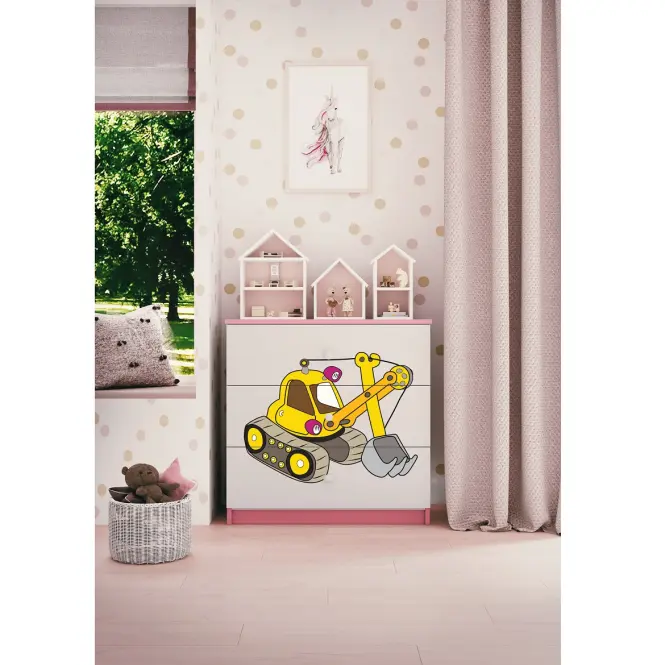 Detská komoda Babydreams ružová – Rýpadlo
